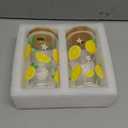 Sliner 2 Pcs Lemon Glass Cups Summer Drinking Tumbler 16 oz Iced Coffee Cup with Lid Straw Cleaning Brush Cute Beer Can Tumbler Holiday Gifts for Spring Summer Home Office Decorations (yellow lemon printing)