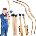 Island Genius Wooden Bow & Arrow Set for Kids, Archery Set for Boys Girls Youth, Kids Bow & Arrow Set 2 Bows 2 Quivers 20 Arrows, Cosplay Props Toys Bow & Arrow for Kids 8-12 6-8 10-12 Years Old & Up