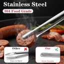 2 x Non-Slip Tips Cooking Tongs 2 Set, One-Piece Stainless Steel Metal Tongs, Serrated Kitchen Tweezers Tong for Baking, Food Plating, BBQ(11.4" and 9.44")