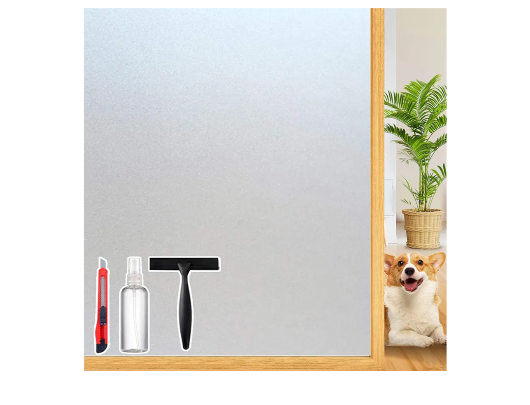 Frosted Glass Window Film with Tools,Reusable Window Privacy Film,Static Clings Window Film Kit for Home Bathroom and Office. (Pure, 45.2Inch×78.7Inch) White