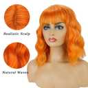 andromeda Orange Short Bob Wavy Wig with Bangs for women (14 Inch) | Soft and No tangle, Heat resistant fiber under 248,Shoulder Length Wigs for Halloween,Cosplay,Party Daily,Halloween Use