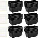 Outus 36 Pack Book Bins Classroom Plastic Cubby Storage Bins, Black