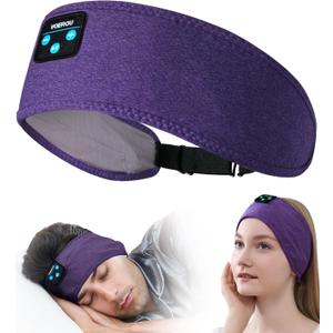 Voerou Sleep Headphones Bluetooth Headband - Adjustable Wireless Sports Sleeping Headphones with Upgraded Battery, Tech Gifts for Men Women Side Sleepers Office Nap, Travel, Yoga, Workout, Meditation (Dark Purple)