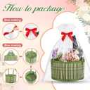 Weysat 6 Set Baskets for Gifts Empty Graduation DIY Bulk Large Woven Bamboo Gift Basket Kit with Handle Bow Wrap Bag to Fill for Father's Day Wedding Birthdays Party Wrapping (Green)