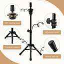 Wig Head Stand, Adjustable Mannequin Head Stand for Styling, Wig Stand Tripod for Cosmetology Hairdressing Training, with Wigs Caps, Comb, Storage Bag(COLOR:black)