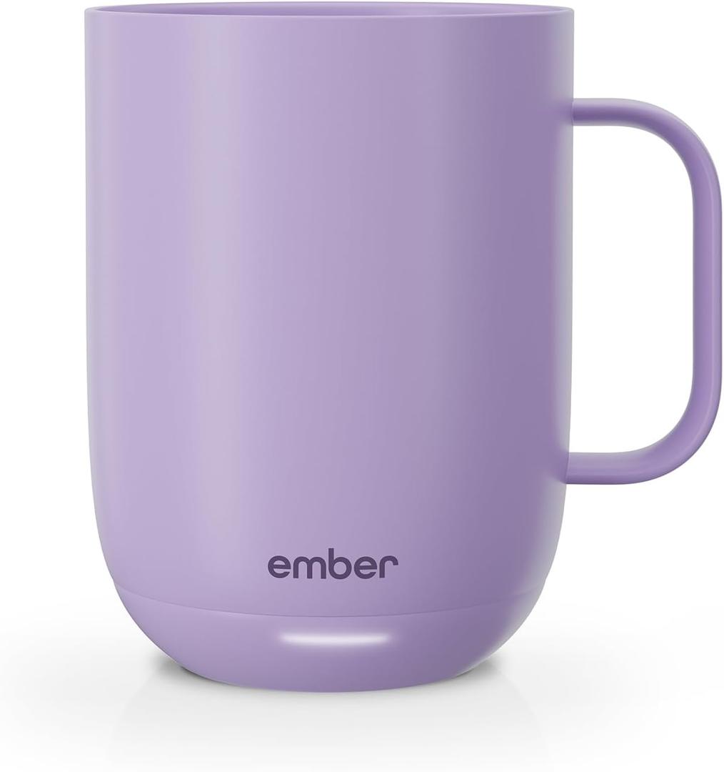Ember Temperature Control 14oz Smart Mug 2, App-Controlled and Rechargeable Heated Coffee Cup Warmer with Intelligent LED Display, Lavender. Ember Temperature Control 14oz Smart Mug 2, App-Controlled and Rechargeable Heated Coffee Cup Warmer with Intelligent LED Display, Lavender.