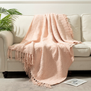 NANPIPER Knit Blanket Ultra-Soft Cozy Throw Handknit Style for Couch, Luxurious Lightweight Home Decor, Soft Peach 50"x60"