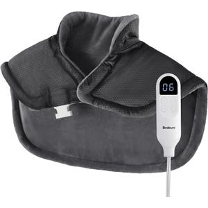 Bedsure Heating Pad for Neck and Shoulders Pain Relief - Father's Day & Birthday Gifts for Women Men Moms, FSA HSA Eligible, Weigthed Heated Pad 2.2lbs, Large Heated Wrap, 24" x 22", Grey
