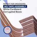 Box USA Cardboard Storage Bins, Open Top Bin Box, 4"L x 12"W x 4.5"H 50-Pack | Medium for Inventory, Organization, Parts, Garage, Warehouse or Home Cubby, Oyster White 8x18x10
