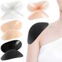 Zaruatu Silicone Shoulder Pads for Women Clothing Soft Adhesive Shoulder Pads for Women Anti Slip Enhancer Shoulder Pads for Jackets Dress Suits (Black & White & Skin)