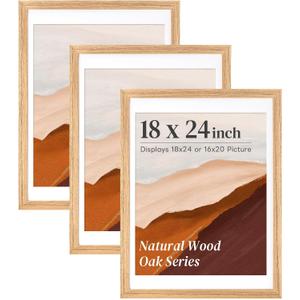 HOUSE DAY 3 Pack 18x24 Frame, 18 x 24 Poster Frame Natural Oak Solid Wood