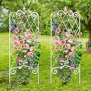 AMAGABELI GARDEN & HOME 2 Pack 60 x 18 Garden Trellis for Climbing Plants Outdoor Trellis for Climbing Roses Plant Trellis Vegetables and Flower Vine White Trellis for Ivy Cucumbers