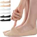No Show Socks Women Non Slip Low Cut Ice Silk Surface Thin Invisible Liner Footies For Flats Loafers Lightweight 6 Pair (US, Numeric, 5, 9, Regular, Regular, Black*2/ White*2/ Nude*2)