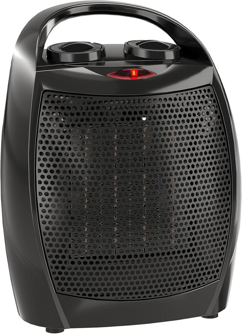 Portable Electric Space Heater, 1500w/750w Thermostat, Fast Heating Ceramic Desk Heater Fan, Safe and Quiet, Heat Up 200 Square Feet for Office, Room, Desk, Tip-over Overheat Protection (Black)