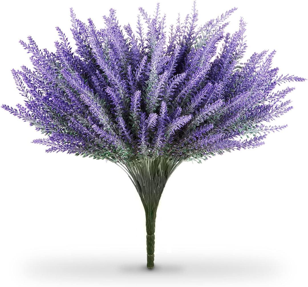 Butterfly Craze Lifelike Artificial Lavender Plants - Perfect for Crafting, Home Decor, and Weddings, Pair with Fake/Dried Flowers Like Purple Roses, Nearly Natural Faux Silk Flowers, 8-Piece Bundle