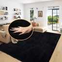 Black Washable Area Rugs 6x9 Rugs for Living Room Faux Rabbit Fuzzy Fur Rug for Bedroom Nursery Rugs Room Dcor