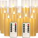Fclayvts 14 Packs of Acrylic LED Candles, Flickering Flameless Candles Battery Operated with Remote Dimmed and Timed, 3D Wick Candles for Home Decor,Wedding,Gift，Parties and Festivals. (3 Size)