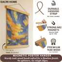 DACRI HOME 64" Magnetic Poster Hanger Frame - Sturdy Teak Wood Poster Frame, Strong Magnets for Safe Hanging Map Picture Print Scroll Wall Art 64x24 64x42 64x48 (64 Inch, Natural Wood)