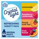 Crystal Light Refreshing Drink Mix Variety Pack, 44 Packets, for Convenient Hydration, Lemonade, Raspberry Lemonade, Peach Iced Tea, Fruit Punch, Natural and Artificial Flavor, Zero Sugar, 4.18 oz (EXP 09/20/24)