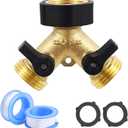 Heavy Duty Garden Faucet Splitter Hose Splitter 2 Way with 2 Shut-Off Valves Garden Hose Splitter Y Splitter Connect Faucet for Outdoor Garden Irrigation Watering Suitable for All American Thread 3/4