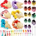 48Pcs Sandwich Cutter and Sealer Set for Kids, Decruster Sandwich Maker Holiday Cookie Cutters Fruit Vegetable Food Cutter Shapes for Boy & Girls Bento Lunch Box w/Mickey Mouse Dinosaur Unicorn Heart