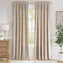 jinchan Velvet Curtain for Living Room, Beige Thermal Insulated Luxury Drape for Bedroom 90 Inch Long, Stylish Design Super Soft Privacy Room Darkening Window treatment Rod Pocket 1 Panel, Cream Beige