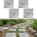 jxgzyy 4 Pcs Interlocking Stepping Stones Outdoor for Garden, 11.8" Square Pavers for Landscaping, Outside Pebble River Stone Mat for Yard Lawn Patio Pathway Walkway, DIY Landscape Decor - Light Grey