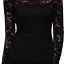 DJT Women Off Shoulder Tops Sexy Floral Lace Long Sleeve Slim Fit Tops T-Shirt Dressy Casual Party Clubwear (Medium)