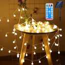 Solar Globe String Lights for Bedroom, 49 Feet 100 LED Fairy Lights Plug in, 8 Modes Warm White Christmas String Lights for Indoor Outdoor Patio Party Garden Wedding Christmas Tree Decor