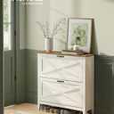 VASAGLE LIRY Collection - Shoe Storage Cabinet Organizer with 2 Flip Drawers, Freestanding Narrow Shoe Rack Cabinet for Entryway, Farmhouse Style, Fits 12 to 16 Pairs, Rustic White UHSC201W01, 9.4"D x 34.3"W x 34.6"H