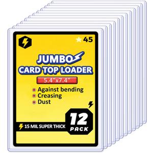Jumbo Card Hard Sleeves, Top Loader for 5.4x7.4 Jumbo Card -12 Pack