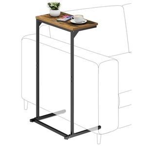 TUTOTAK C Shaped End Table, Tv Tray, Small Side Table, 28.7 inch Tall Couch Table, Tray Table, Sofa Table, Living Room, Bed Room, Brown TB01BB071