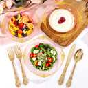 100PCS Clear Pink Plastic Bowls - 12 oz Pink Gold Disposable Salad Bowls - Heavy Duty Disposable Soup Bowl - Fancy Plastic Ice Cream Bowl for Weddings Parties Dinners Picnics