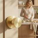 Goldenwarm Gold Closet Door Knobs, Heavy Duty Zinc-Alloy Passage Brushed Gold Interior Door Knobs, Brushed Brass Indoor Doorknobs for Hallway, Closet (3 Pack)
