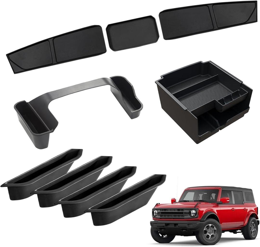 Mabett Storage Organizer Set for Ford Bronco 2025,2026 Accessories with Central Control Storage Set, Door Handle Storage Compatible with Ford Bronco (4 PCS Set)