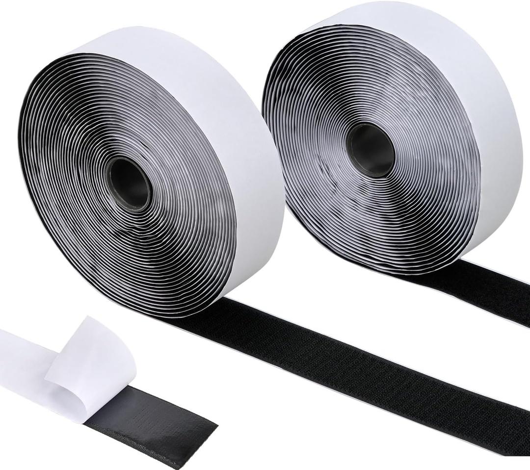 30 Feet x 1.5 Inch Hook and Loop Tape - Nylon Heavy Duty Sticky Interlocking Tape with Adhesive for School Home Outdoor(Black, 1 1/2 inch)
