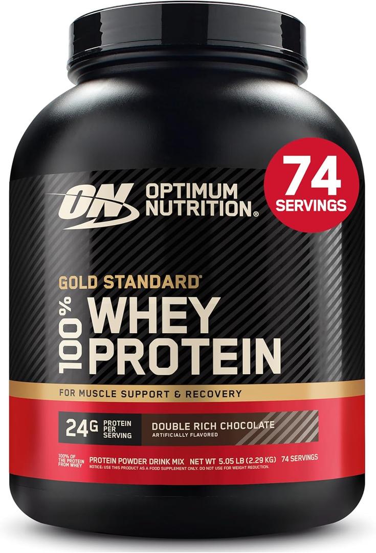 Optimum Nutrition Gold Standard Whey Protein, Double Rich Chocolate, 5 LB
 EXP: 10-07-27
