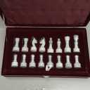 Handcrafted Premium Marble Chess Pieces Set Elegant 32-Piece Replacement for 12-15 Inch Chess Boards with Storage Box (Black and White)