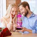 Mothers Day Rose Gifts for Mom Birthday Gift, Rechargeable Galaxy Glass Rose in Glass Dome Crystal Roses Butterfly Anniversary Mother's Day Flowers Gifts for Women Mom Wife Grandma Daughter, Pink