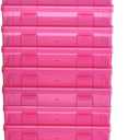 9 Pack Medium Colored Plastic Hobby Art Craft Organizer, Mini Plastic Storage Containers with Latching Lid, for Pencil Box, Lego, Crayon (Pink)