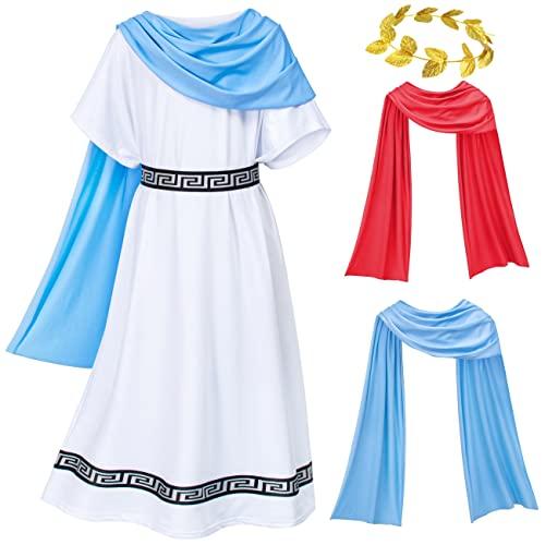 Yoroka Kids Grecian Robe for Medieval times Olympic palace White Toga Costume 6-7 Years (120)