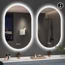 S'bagno 2pcs 24x36 Oval LED Bathroom Mirror with Lights, Anti-Fog, Bluetooth Speaker, 3 Colors Temperature & Dimmable, Lighted Mirrors for Bathroom Wall with Memory Function, Waterproof, Shatter-Proof