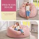 Hobestluk Bean Bag Chairs Adults Beanbag Chair with Filler Large Bean Bags with Fluffy Embossed Cover, Giant Bean Bag Chairs for Adults (Pink, 5FT - 50 x 50 x 24)