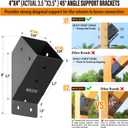 4pack 45 Degree Angle Support Bracket, for 4x4 (Actual 3.5''x3.5'') Pergolas, Gazebo, Deck Porch, Cabin Elevated Wood Support Bracket Support kit (Frosted-Black)