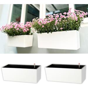LaLaGreen Wall Planter for Outdoor (3 Pack, 20 Inch) White Self Watering Rectangular Window Boxes Planters to Attach to House with Bracket, Country Vertical Plant Wall Holder Indoor Garden Minimalist