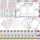 96 Pcs Science Fair Board Supplies 60 Trim Scalloped Poster Boards 24 Presentation Border Stickers 4 Self Adhesive Project Titles 8 Letter Sticker for Classroom Display(Oh Happy Day Style)