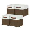 HNZIGE Fabric Storage Baskets 4 Pack,Storage Cube Baskets 11x11, Foldable Cube Storage Bin Baskets for Shelves with Handles, Decorative Storage Bins for Organizer Home Toy Nursery Closet(Brown Gray)