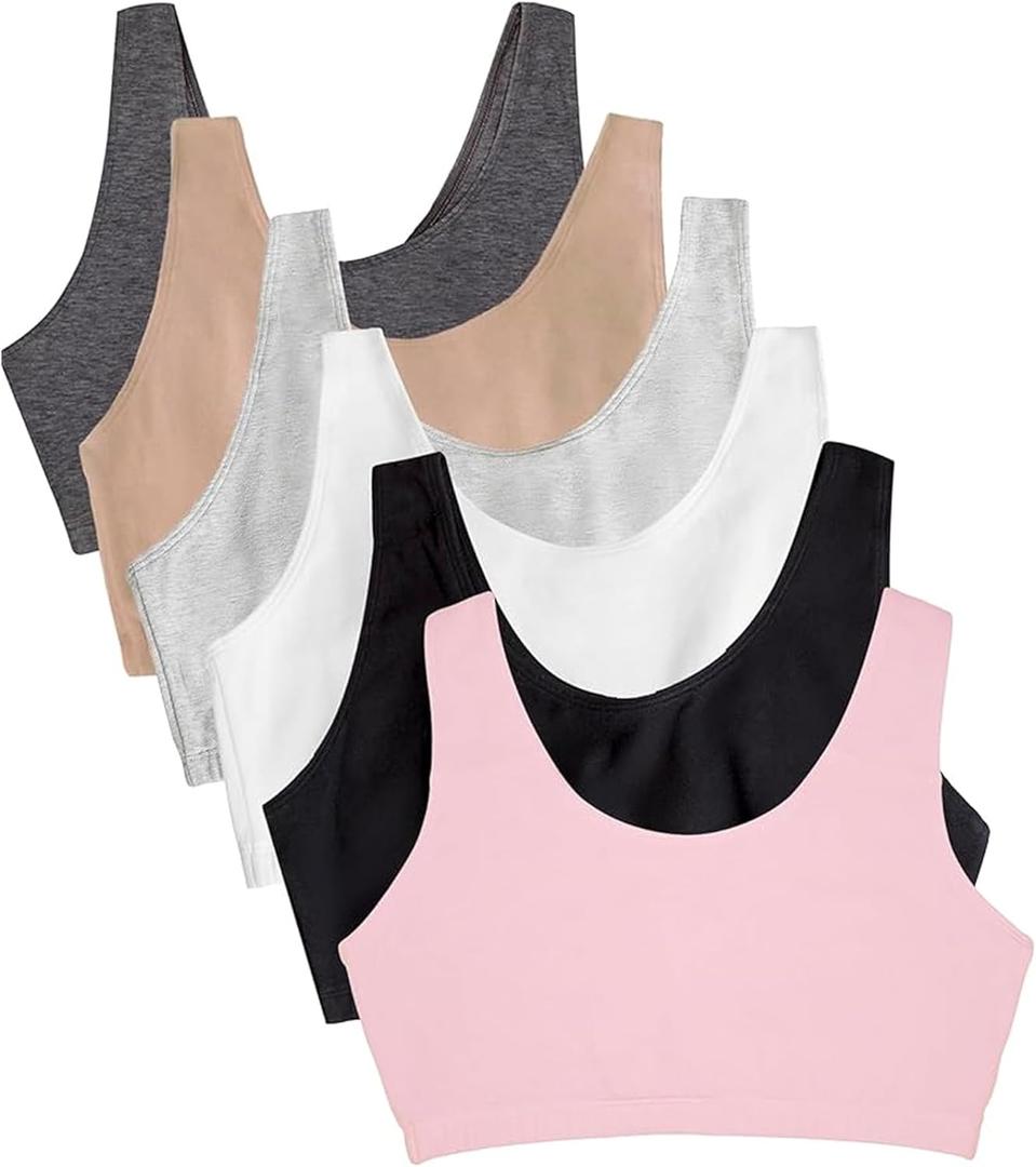 Fruit of the Loom Women's Built Up Tank Style Sports Bra Value Pack (42, Sand/White/Heather Grey/Black/Blush/Charcoal)