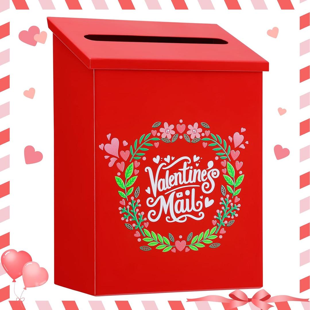 Valentines Mailbox for Kids - Large Gift Card Tinplate Mailbox for Girls Boys Classroom Exchange Cards Candy Gifts Valentine Party Favors