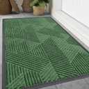Smiry Front Door Mat Outside Entrance, Heavy Duty Sturdy Natural Rubber Doormat, Trap Dirt and Moisture, Easy Clean Low Profile Welcome Floor Mats for Indoor Outdoor Entry, 71x23 Inch, Green